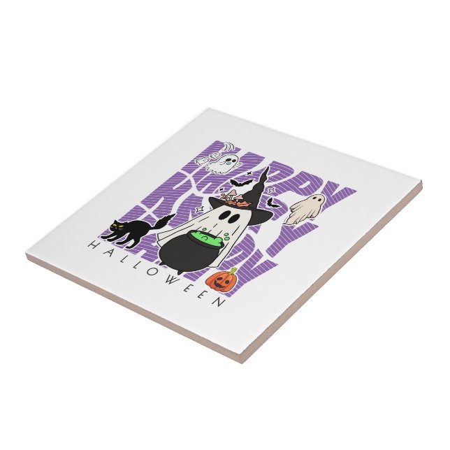 Uppåtriktad Roligt | Happy halloween Magic & MisCh Kakelplatta (Sidan)