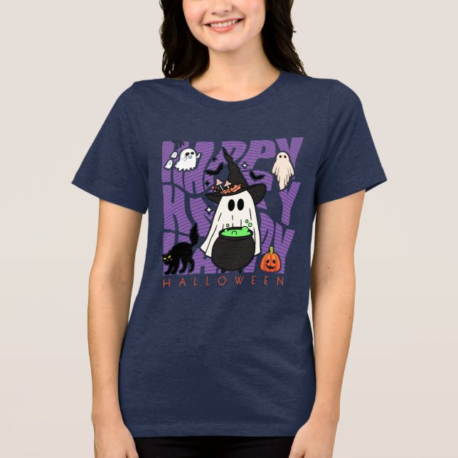 Uppåtriktad Roligt | Happy halloween Magic & MisCh T Shirt (Framsida)