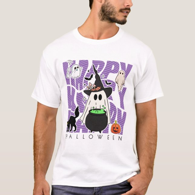 Uppåtriktad Roligt | Happy halloween Magic & MisCh T Shirt (Framsida)