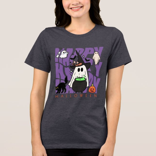 Uppåtriktad Roligt | Happy halloween Magic & MisCh T Shirt (Framsida)