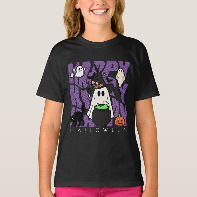 Uppåtriktad Roligt | Happy halloween Magic & MisCh T Shirt (Framsida)