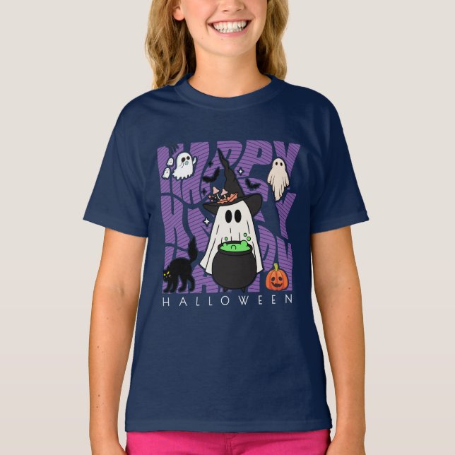 Uppåtriktad Roligt | Happy halloween Magic & MisCh T Shirt (Framsida)