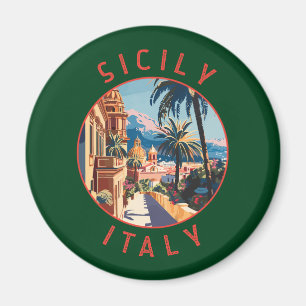 Uppåttryckt cirkel med Italien återcirkel Magnet
