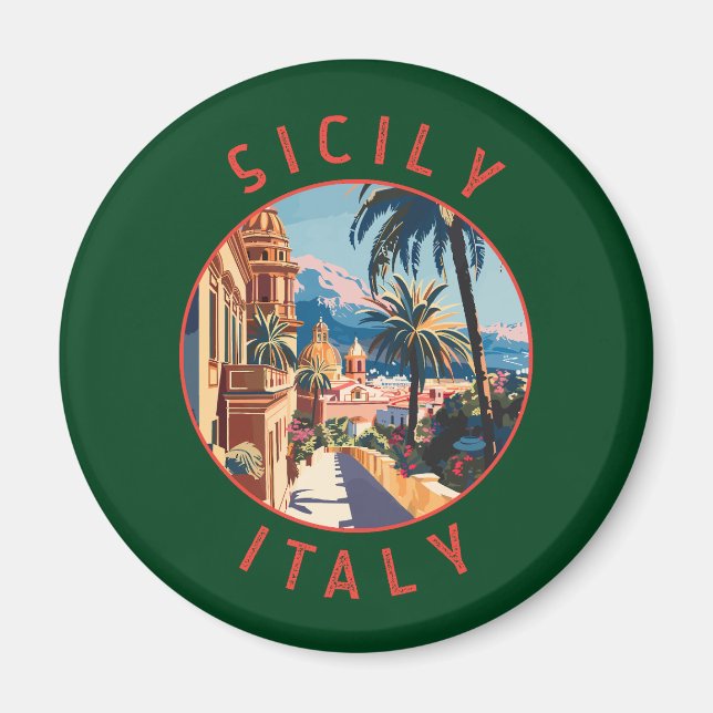 Uppåttryckt cirkel med Italien återcirkel Magnet (Framsidan)