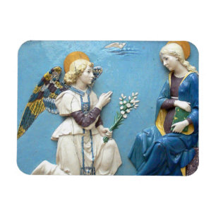 Uppbådande madonna Renässans Della Robbia Blå Magnet