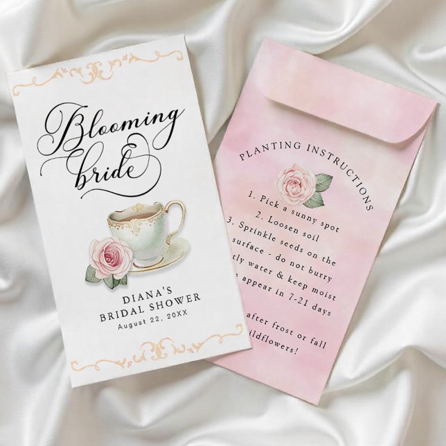 Uppblåsande brider Tea Party Seed Packet DIY Favor Reklamblad (Seed Packet DIY Favor)