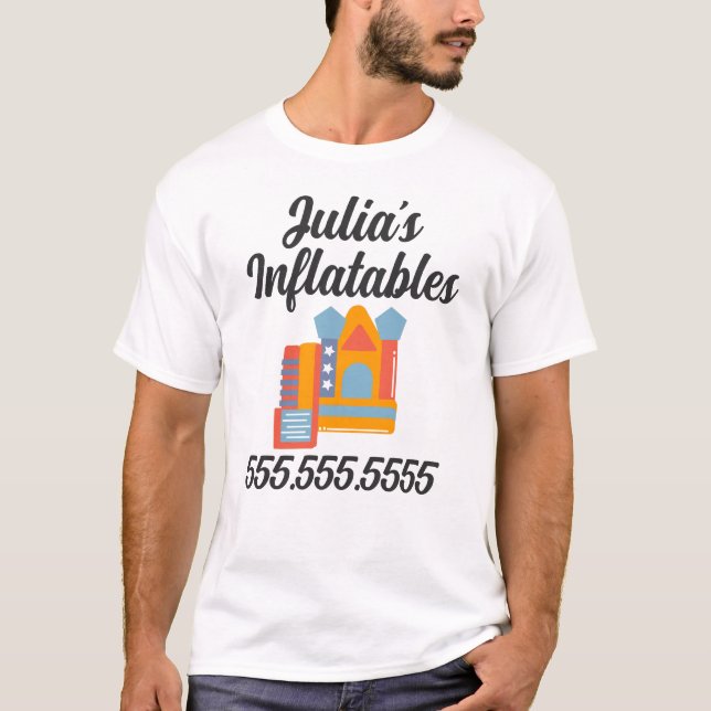 Uppblåsbar Slott Hopphus Studs Festuthyrning T Shirt (Framsida)