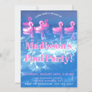 Uppblåsbara Flamingos - Tropisk Poolparty Inbjudningar