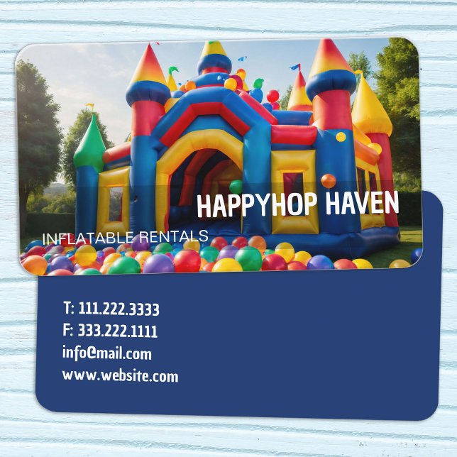 Uppblåsbara hyror för studentbostäder visitkort (Bouncy Rentals Business Cards)