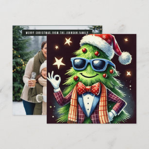 Uppblåst lycklig Julgran Julkort