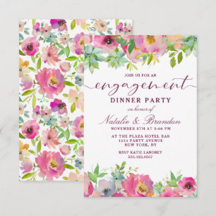 Uppblommande Chic Mint & Blush Blommig Förlovnings Inbjudningar