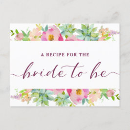 Uppblommande Chic Mint & Blush Brud att Bli Recept Meddelande Vykort