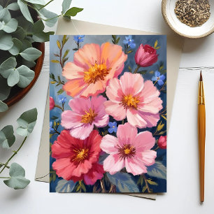 Uppblommande kronblad Blommålning i akvarell Vykort
