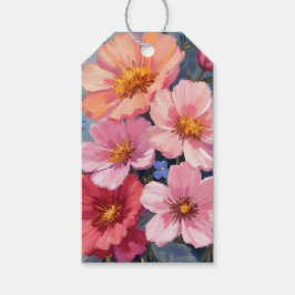 Uppblommande kronblad | Blommig akvarellmålning Presentetikett