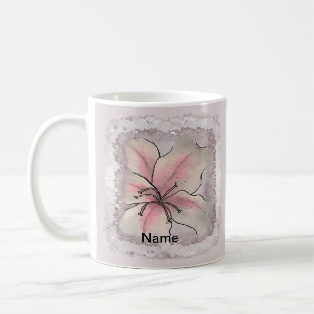 Uppblommande liljeblomma kaffemugg (Vänster)