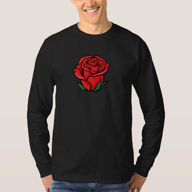 Uppblommande röd rosenblad Blom- Blomma T Shirt (Framsida)
