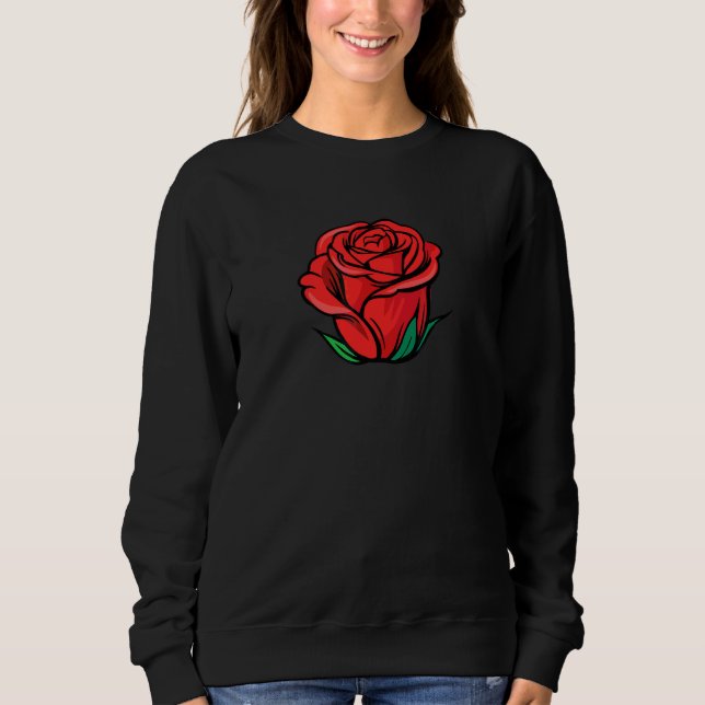 Uppblommande röd rosenblad Blomma T Shirt (Framsida)