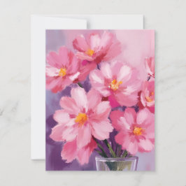 Uppblommande Rosa Kronblad | Blommålning Akvarell Tack Kort