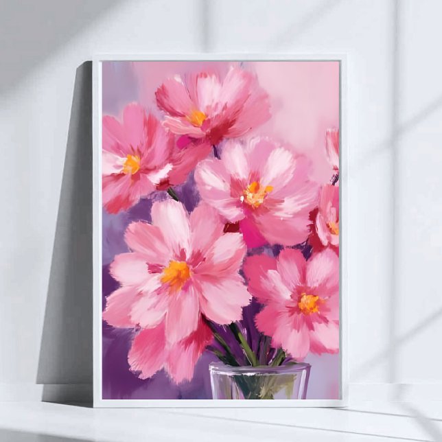 Uppblommande Rosa Kronblad | Blommålning Vattenfär Poster (Skapare uppladdad)