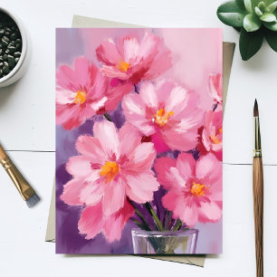 Uppblommande Rosa Kronblad   Blommamålning Vattenf Vykort