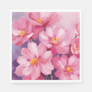 Uppblommande Rosa Kronblad   Blomster Målning Vatt Pappersservett