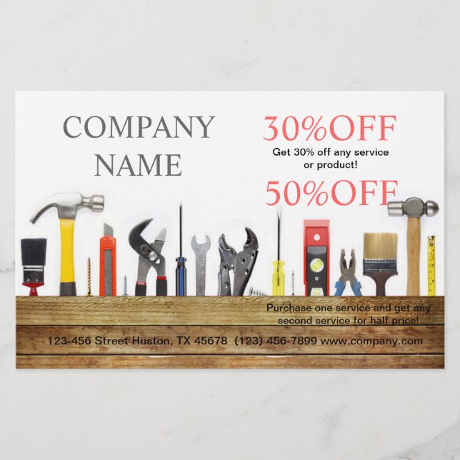 Uppbyggnad av Handyman Carpentry i Renovation Verk Flygblad (Framsidan)