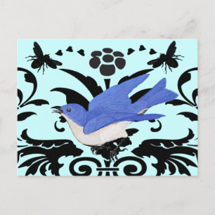 Uppbyggnad av Vintagen Bluebird Illustration Vykort
