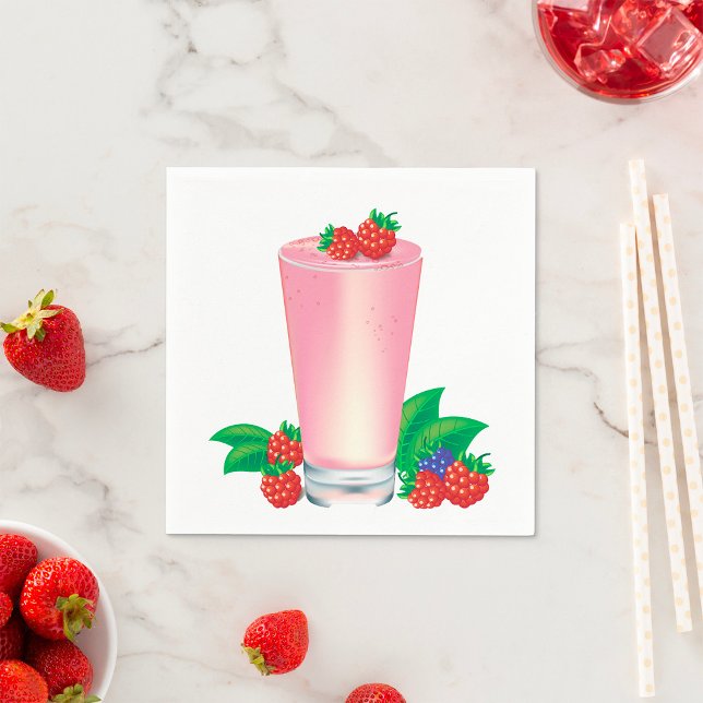 Uppdatera Berry Smoothie Rosa Drink Pappersservett (Skapare uppladdad)