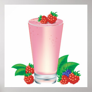 Uppdatera Berry Smoothie Rosa Drink Poster