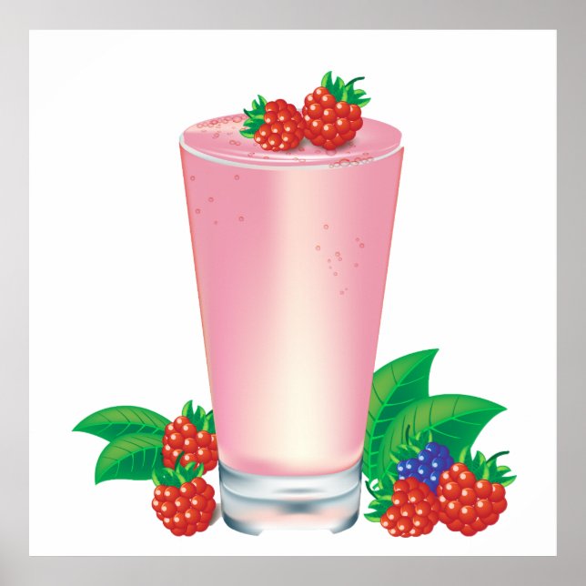 Uppdatera Berry Smoothie Rosa Drink Poster (Framsidan)