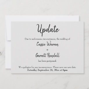 "Uppdatera" Bröllop Date Black på Grått Card Inbjudningar