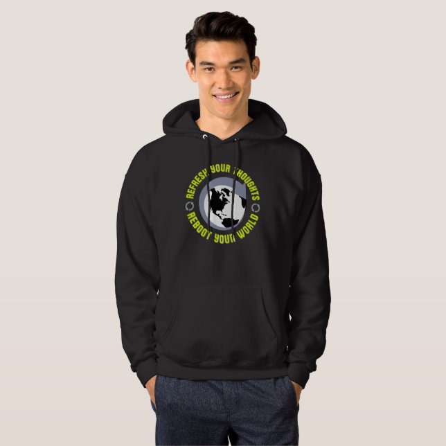Uppdatera Dina Tankar, Starta Om Din Värld Hoodie (Hel framsida)