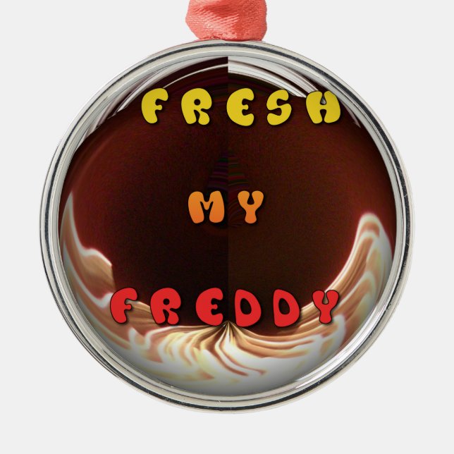 Uppdatera min Freddy Art-utskrift Julgransprydnad Metall (Framsidan)