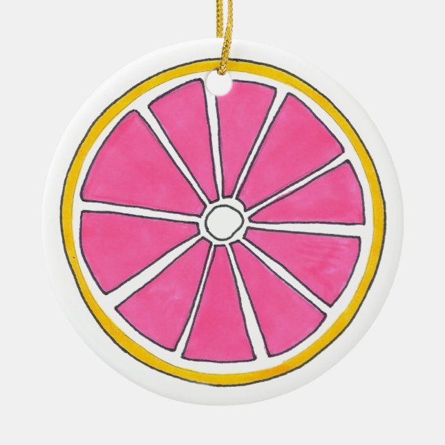Uppdatera Rosan Grapefruit Citrus Fruit Slice Julgransprydnad Keramik (Framsidan)