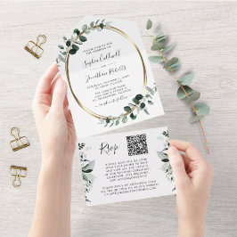 Uppdaterad Eucalyptus Guld QR Code OSA Bröllop