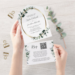 Uppdaterad Eucalyptus Guld QR Code OSA Bröllop