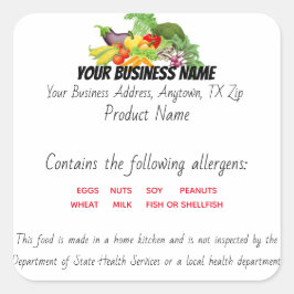Uppdaterad Texas Cottage Law Food label-dekal Fyrkantigt Klistermärke