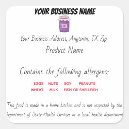 Uppdaterad Texas Cottage Law Food label-dekal Fyrkantigt Klistermärke