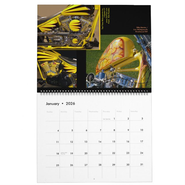 Uppdaterat! Motorcykelregnbåge 2013 -- 18 månader Kalender (Jan 2026)