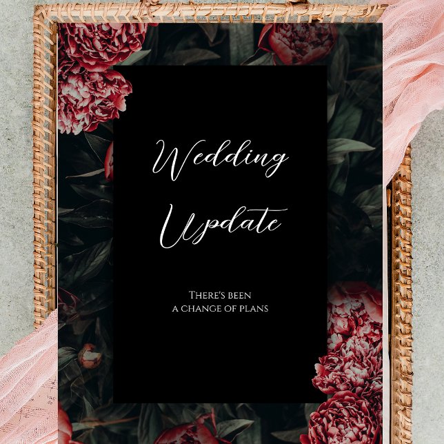 Uppdatering av blommigt Gothic Bröllop om ändring  Vykort (floral gothic wedding cancellation wedding postponement card)