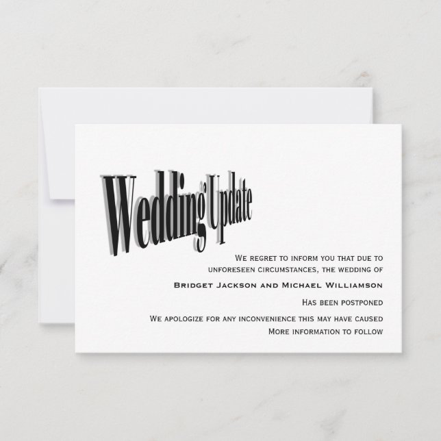 Uppdatering av det moderna Bröllop - uppskjuten Spara Datumet (Framsida)