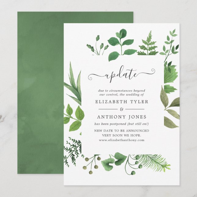 Uppdatering av Forest Greenery Bröllop Inbjudningar (Fram/baksida)