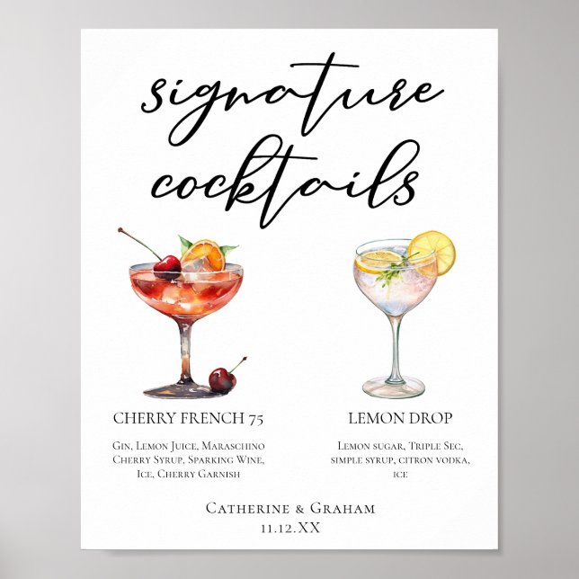 Uppdatering av frukt Namnteckning Cocktails Bröllo Poster (Framsidan)