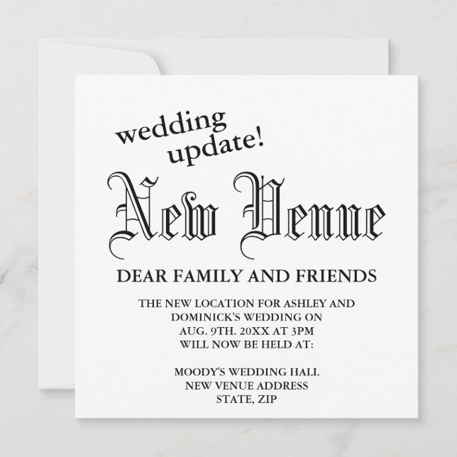 Uppdatering av nya planer för Gothic Bröllop Meddelande (Framsida)