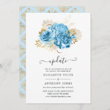 Uppdatering av Pastel Blue och Guld Blommigt Bröll