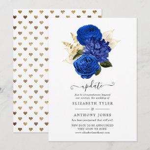 Uppdatering av Royal Blue & Faux Foil Guld Blommig Inbjudningar