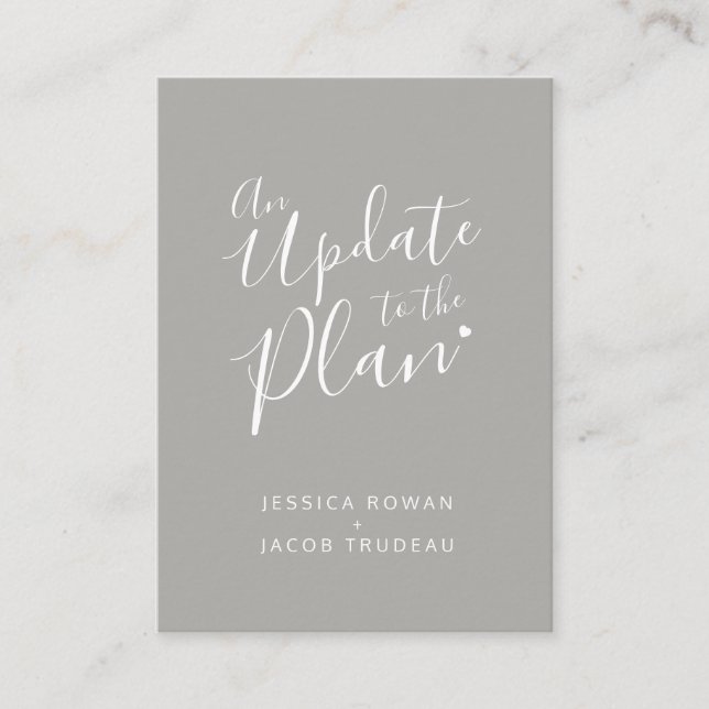 Uppdatering till plan grått vitt hjärta bröllop av tilläggskort (Framsida)