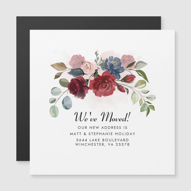 Uppdateringsmeddelande för vi har flyttat Blommigt (Fram/baksida)