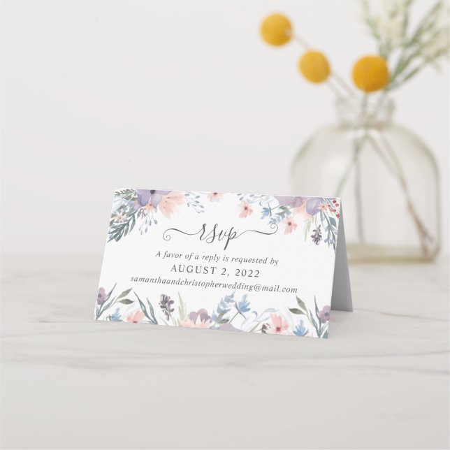 Uppdelad Blommigt för budgetregister för Bröllop O Placeringskort (Framsida)