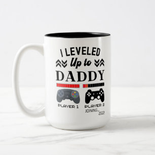 Uppdelad till pappa Player 1 2 gående med spel Två-Tonad Mugg
